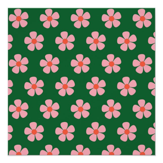 Poster Vert Y2K Gras Fleur sauvage Vibrant Printemps Art (Devant)