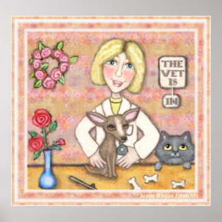 Poster Vet avec chien et chat