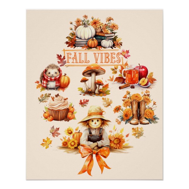 Poster Vibes de chute d'aquarelle (Devant)