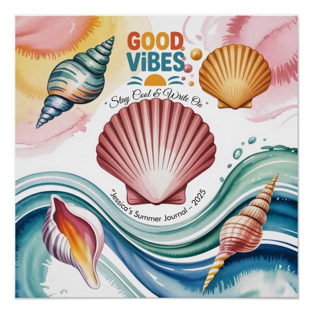 Poster Vibes d'été Retro Beach Illustration (Devant)
