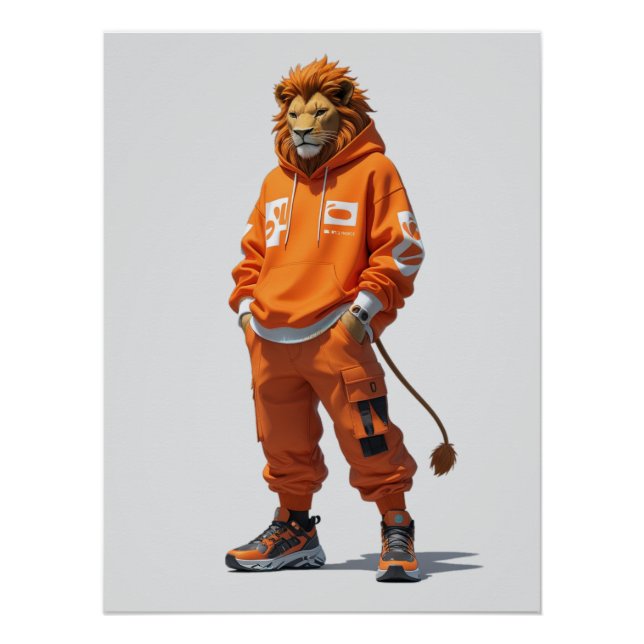 Poster Vibes Lion Urbaines - Design Futuriste (Devant)