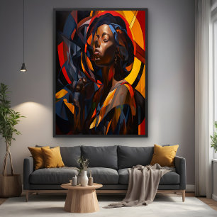 Poster Vibrant Afrocentric Abstrait Portrait Art