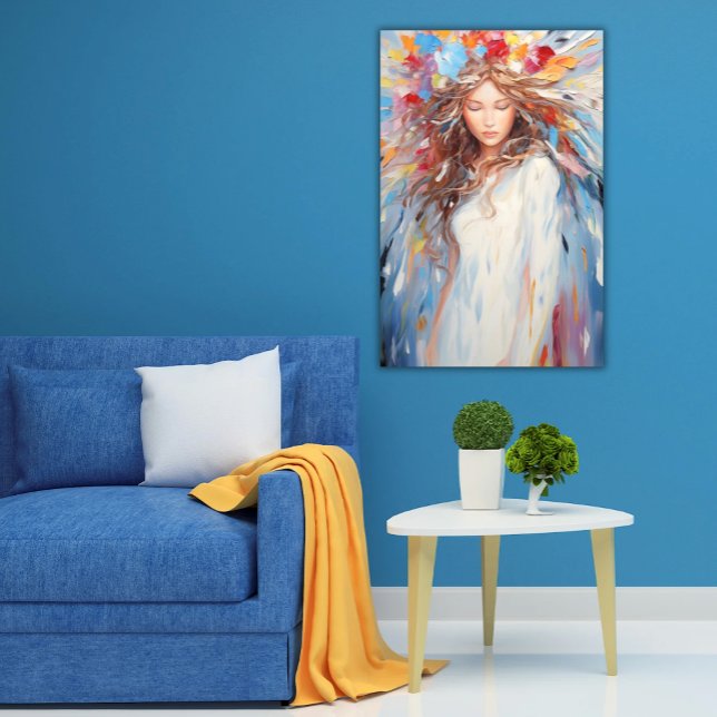 Poster Vibrant Angel Abstrait Pacifique, Peinture (Vibrant Abstract Angel Poster Peaceful, Painterly Art for Any Age)