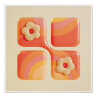 Poster Vibrant Tufted Flower 3D Art Print - Square Format