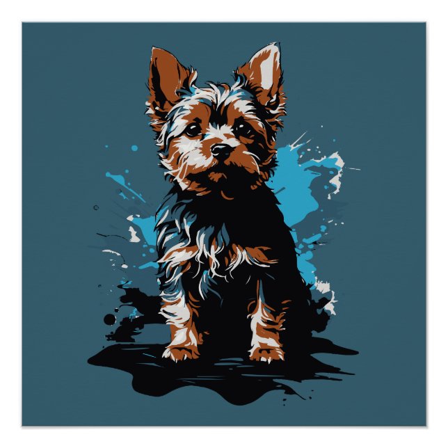 Poster Vibrant Yorkshire Terrier Splash Art (Devant)