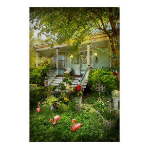 Poster Victorian - Bevidere NJ - Flamants roses roost
