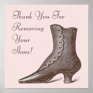 Poster Victorian Boot Please Remove Your Shoes Sign