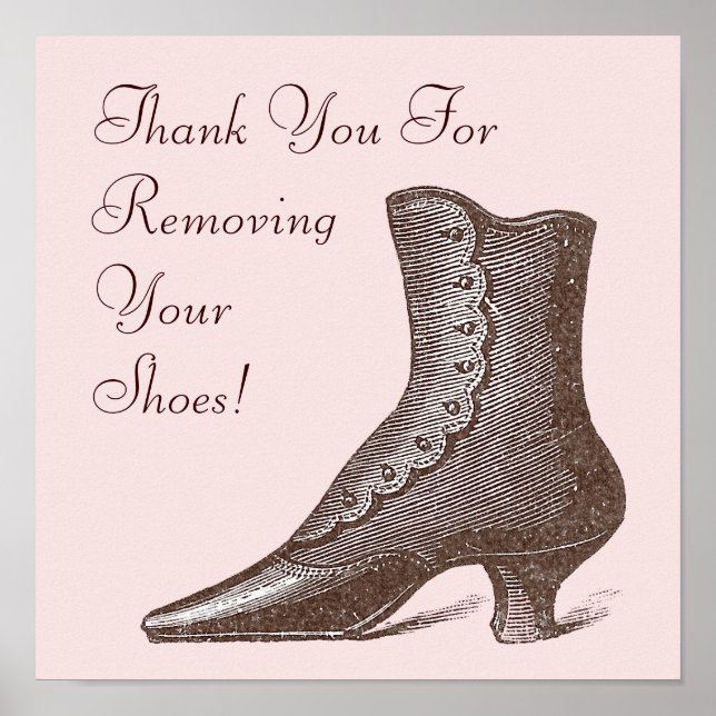 Poster Victorian Boot Please Remove Your Shoes Sign (Devant)