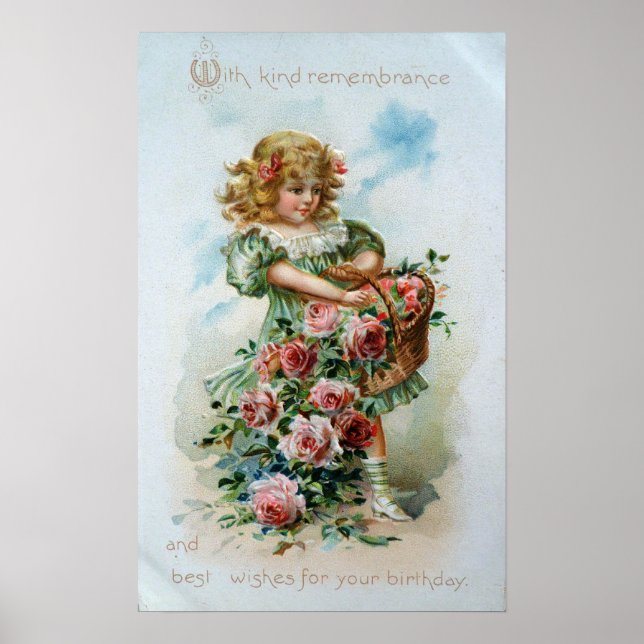 Poster Victorian Girl with Roses (Devant)
