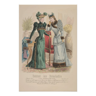 Poster Victorienne Gossiing Français Mode Vintage