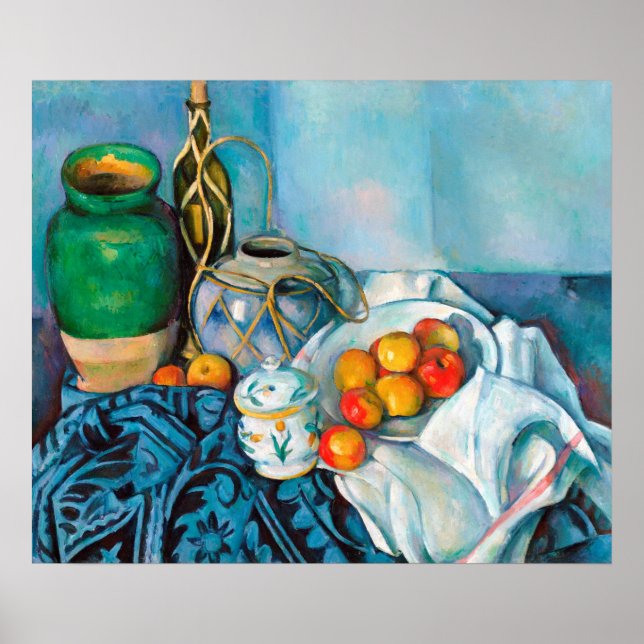 Poster Vie morte avec pommes Paul Cézanne peindre nourrit (Devant)