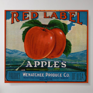 Poster Vieil Apple vintage portent des fruits des