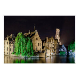 Poster Vieille ville de Bruges et tour du Beffroi