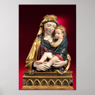 Poster VIERGE AVEC ENFANT, Noël Ruby Rouge