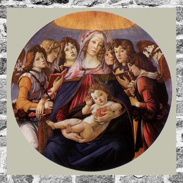 Poster Vierge et enfant aux anges par Sandro Botticelli (Créateur téléchargé)