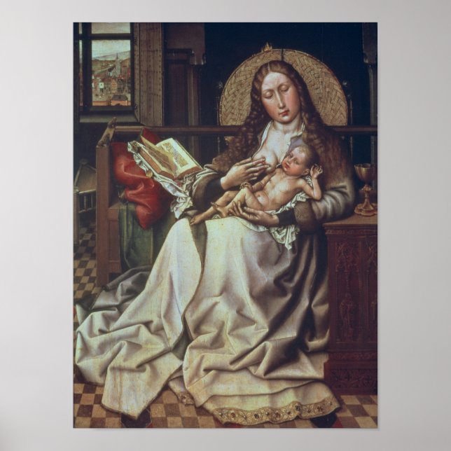 Poster Vierge et enfant avant un feu, c.1440 (Devant)
