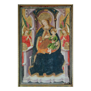 Poster Vierge et enfant avec des musiciens d'ange