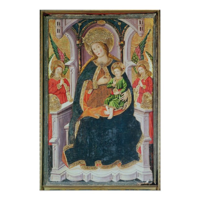Poster Vierge et enfant avec musiciens anges (Devant)
