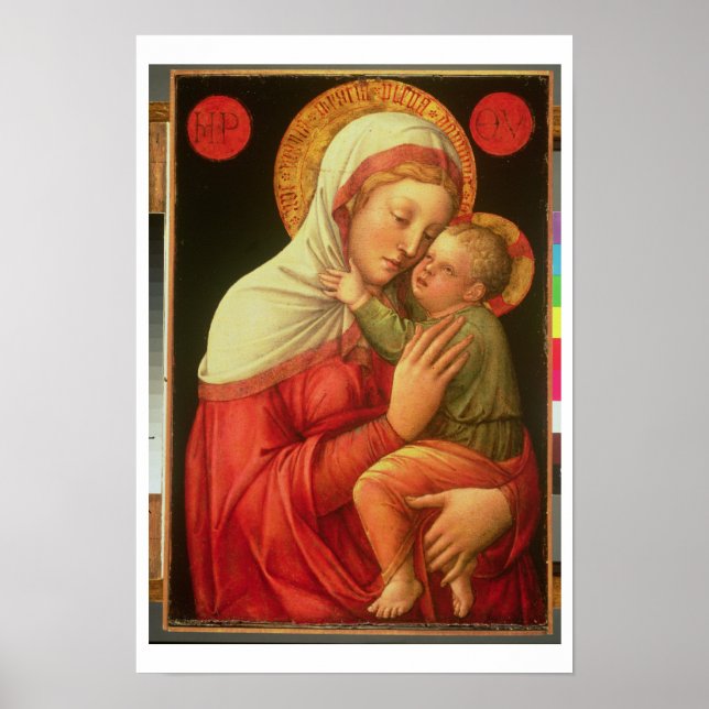 Poster Vierge et enfant, c.1465 (huile sur panneau) (Devant)