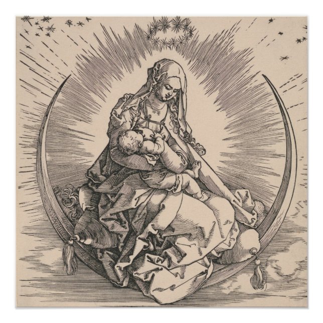 Poster Vierge sur le croissant par Albrecht Dürer (Devant)