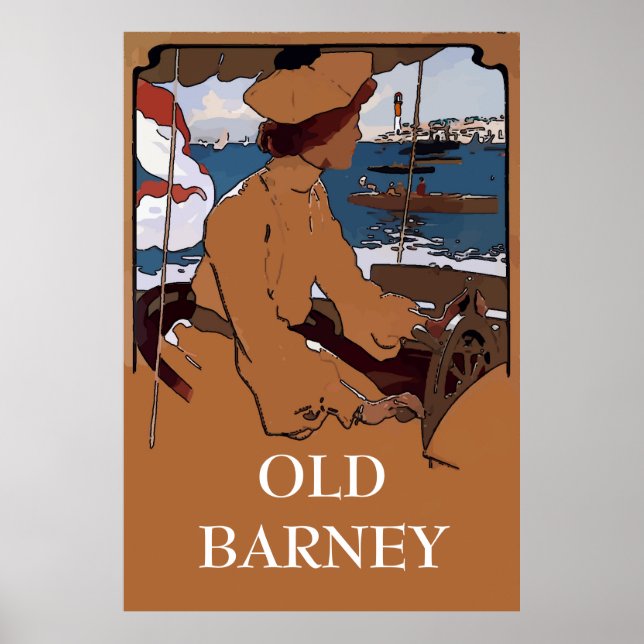 Poster VIEUX BARNEY, Phare de Barnegat Style Vintage (Devant)