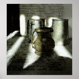 Poster Vieux cuivres et cubes d'eau