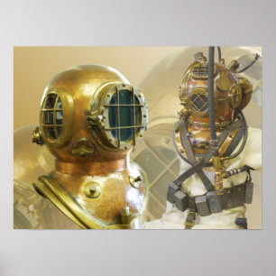 Poster Vieux équipement de plongée, Histoire du musée de 