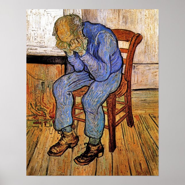 Poster Vieux homme en tristesse par Vincent van Gogh 1890 (Devant)
