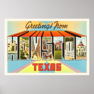 Poster Vieux souvenir de Vintage voyage de Houston le