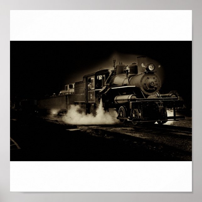 Poster Vieux train à vapeur le long de la côte de l'Orego (Devant)