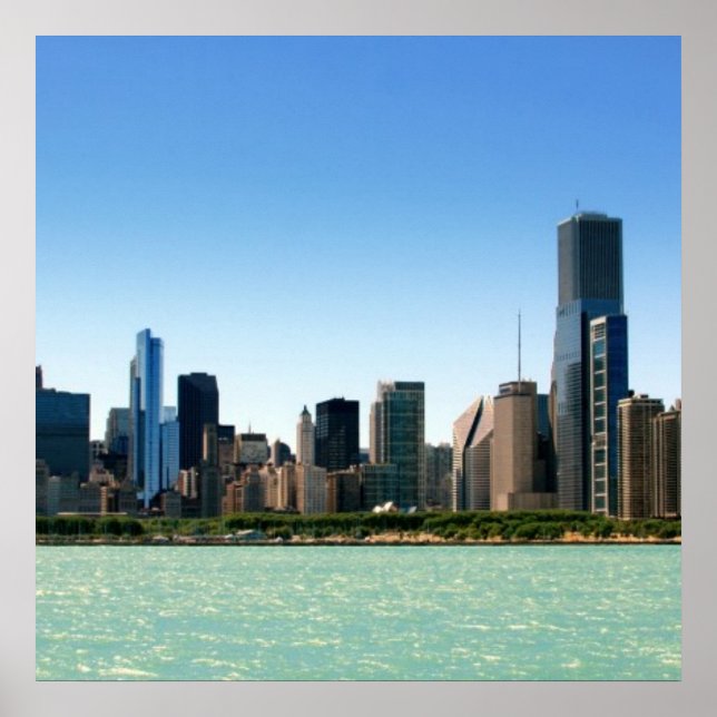 Poster View of Chicago skyline by Lake Michigan (Devant)