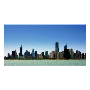 Poster View of Chicago skyline by Lake Michigan