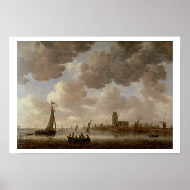 Poster View of Dordrecht Downstream from the Grote Kerk, (Devant)