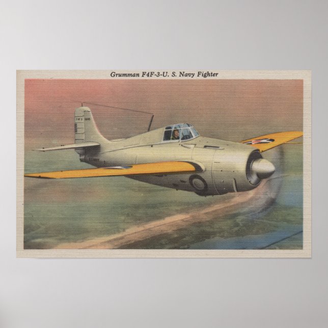 Poster View of Grumman F4F-3-U.S. Navy Fighter (Devant)