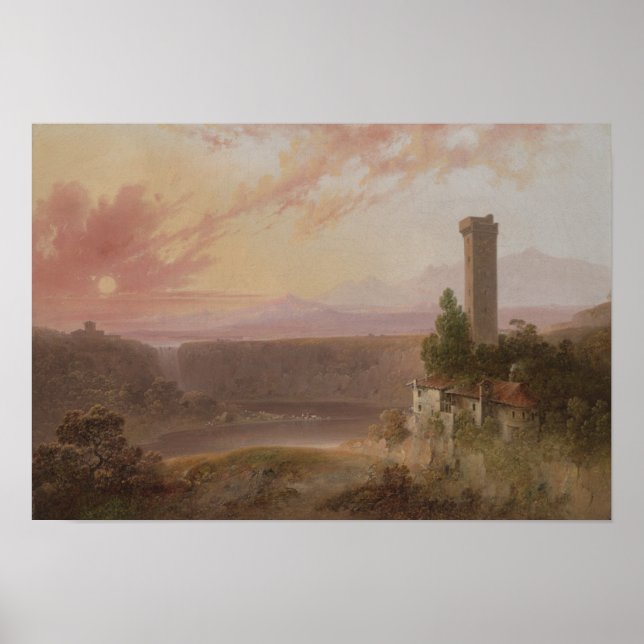Poster View of Lake Nemi at Sunset (Devant)