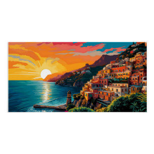 Poster View of the Amalfi coast Italy