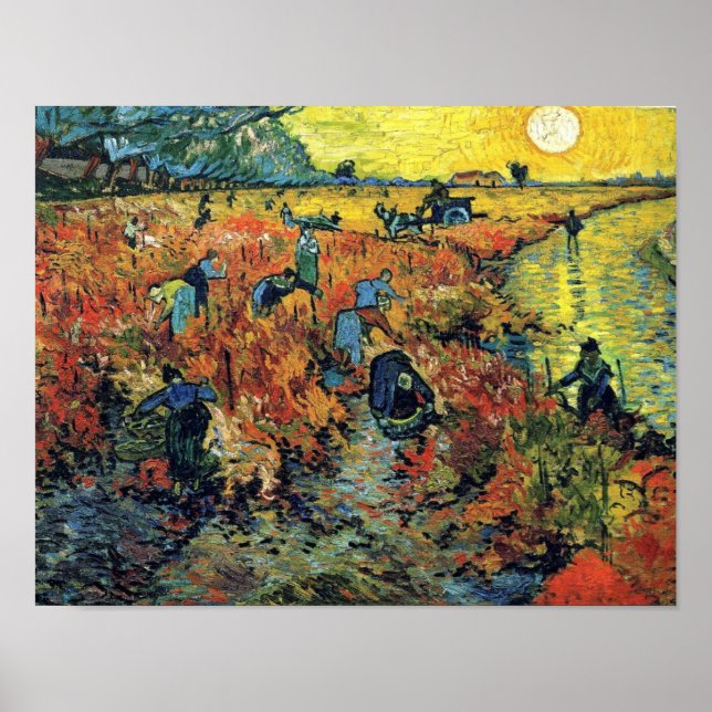 Poster Vigne rouge à Arles de Vincent Van Gogh (Devant)