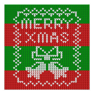Poster Vilain pull motif sonnettes Joyeux fils Xmas