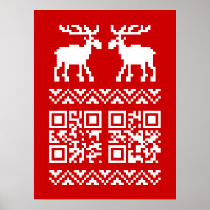 Poster Vilain Sweater QR Code Bonne année!