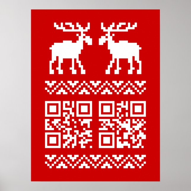Poster Vilain Sweater QR Code Bonne année! (Devant)