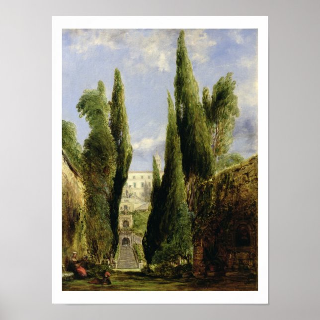 Poster Villa D'Este, Tivoli (huile sur toile) (Devant)