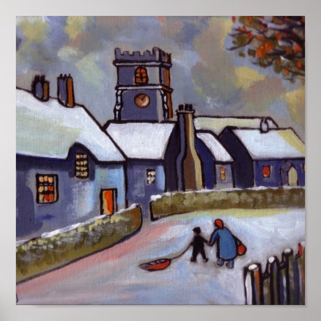 Poster Village anglais Snowscene (Devant)