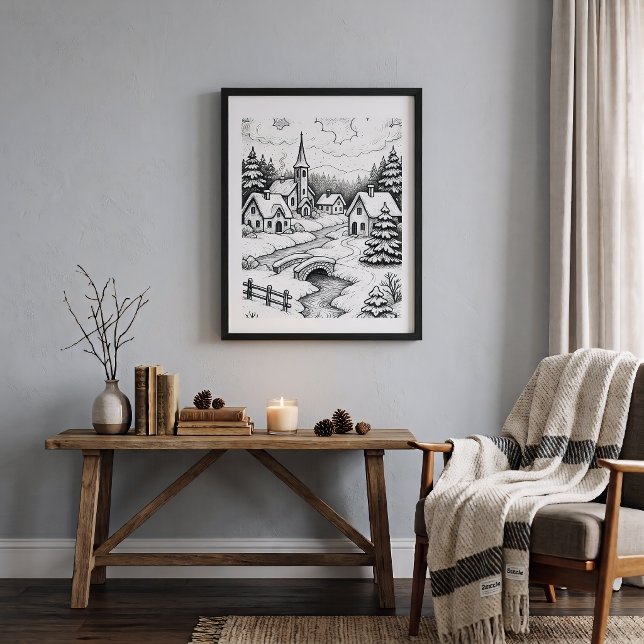 Poster Village de Noël en hiver  (Créateur téléchargé)