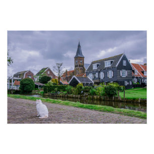 Poster Village de pêcheurs traditionnel Marken à Pays-Bas