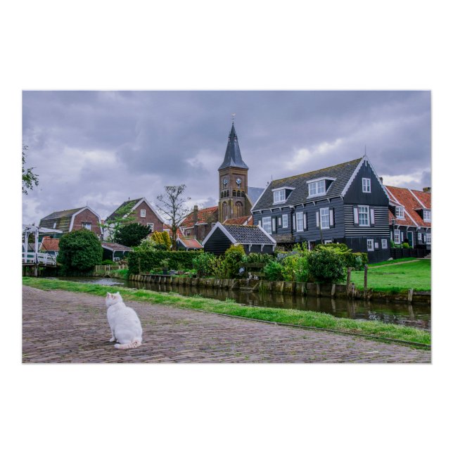 Poster Village de pêcheurs traditionnel Marken à Pays-Bas (Devant)