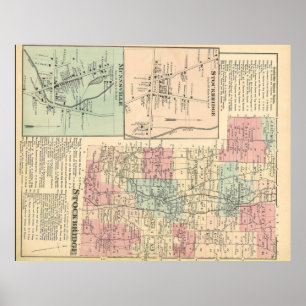 Poster Ville 1875 de carte de Stockbridge