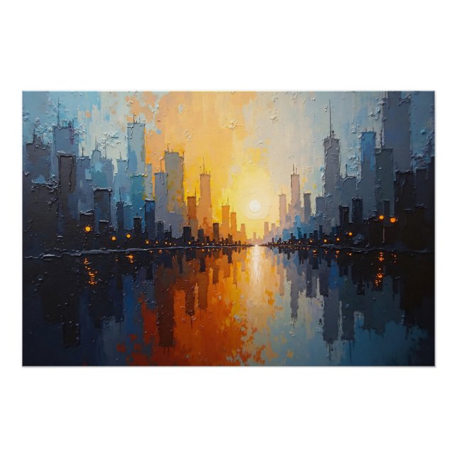 Poster Ville au coucher du soleil (Devant)