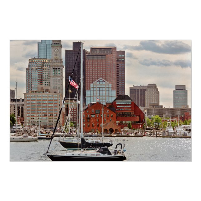 Poster Ville - Boston Ma - Promenade du front de mer sur  (Devant)