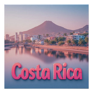 Poster 🌴 Ville côtière du Costa Rica Voyage tropical 🌴