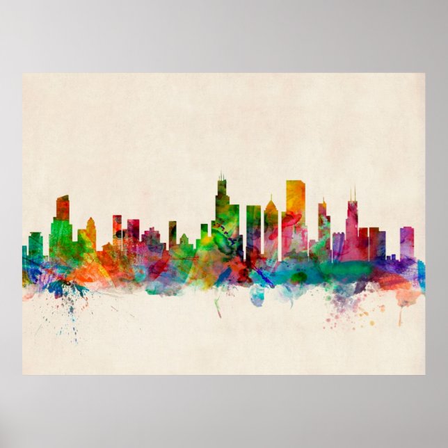Poster Ville de Chicago Illinois Skyline (Devant)